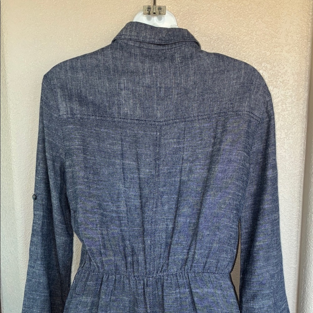Max Studio Dress Women's XS, Button-down, flare skirt, linen-look chambray. EUC - Picture 7 of 16